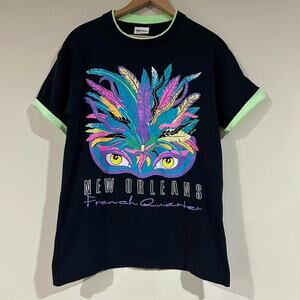 Vintage New Orleans French Quarter Mask Double Sleeved Tee Shirt